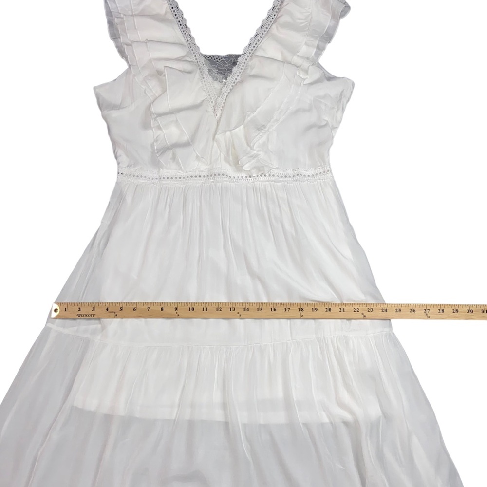✨NEW✨ Boho V-Neck White Ruffled Maxi Lace Feminine Maxi Dress - Women’s XL - Picture 6 of 13